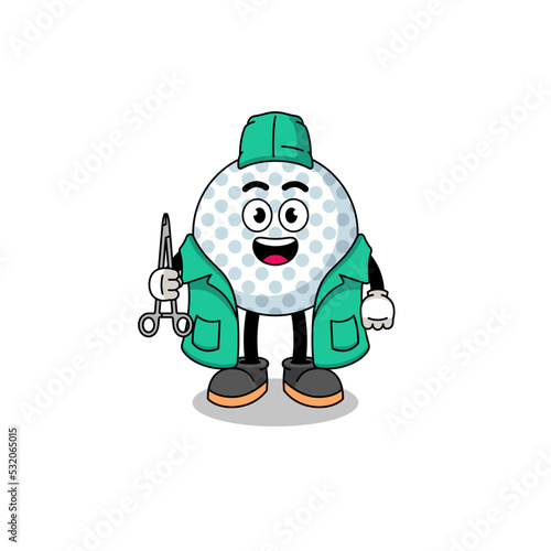 Illustration of golf ball mascot as a surgeon