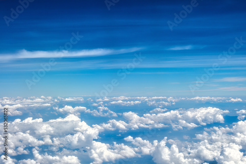 Beautiful clouds seen from an airplane for background with copyspace