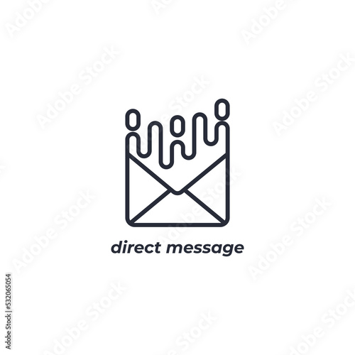 Vector sign of direct message symbol is isolated on a white background. icon color editable.
