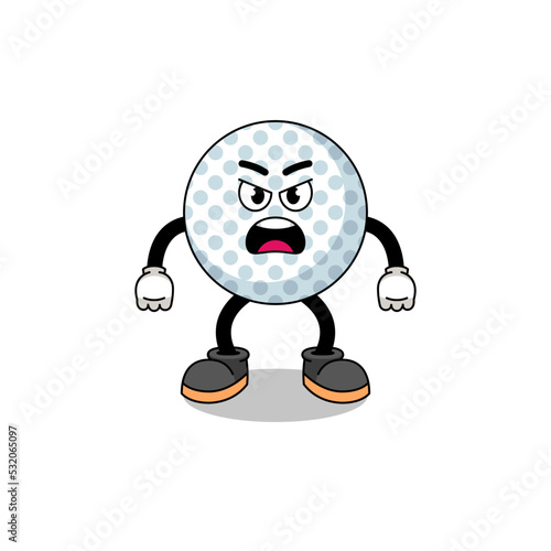 golf ball cartoon illustration with angry expression