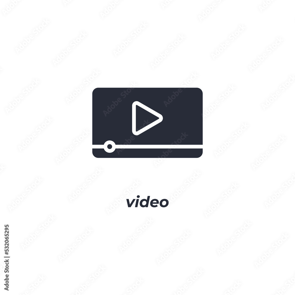 Vector sign of video symbol is isolated on a white background. icon color editable. Vector sign of video symbol is isolated on a white background. icon color editable.