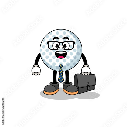 golf ball mascot as a businessman