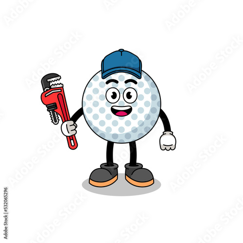 golf ball illustration cartoon as a plumber