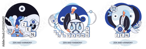 Zen and harmony metaphor, meditation practice. Balance, relaxation, mindfulness. Calm person relaxing. Yoga and spiritual practice, relax, recreation, healthy lifestyle. Japanese cult of mind and body