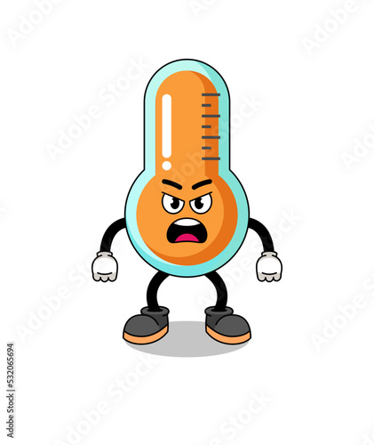 thermometer cartoon illustration with angry expression