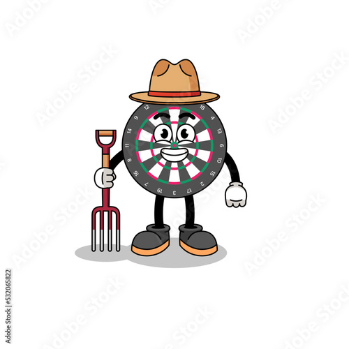 Cartoon mascot of dart board farmer