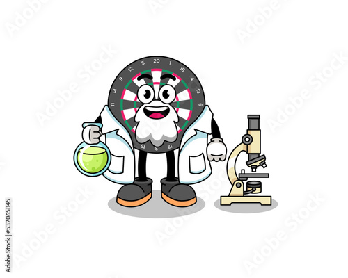 Mascot of dart board as a scientist