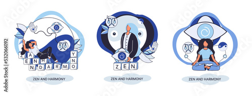 Zen and harmony metaphor, meditation practice. Balance, relaxation, mindfulness. Calm person relaxing. Yoga and spiritual practice, relax, recreation, healthy lifestyle. Japanese cult of mind and body