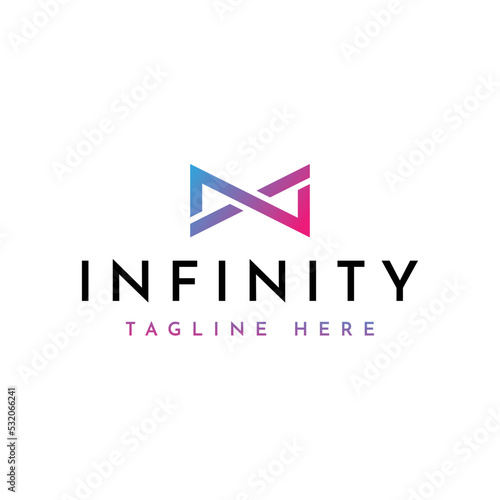 modern letter N infinity line logo design