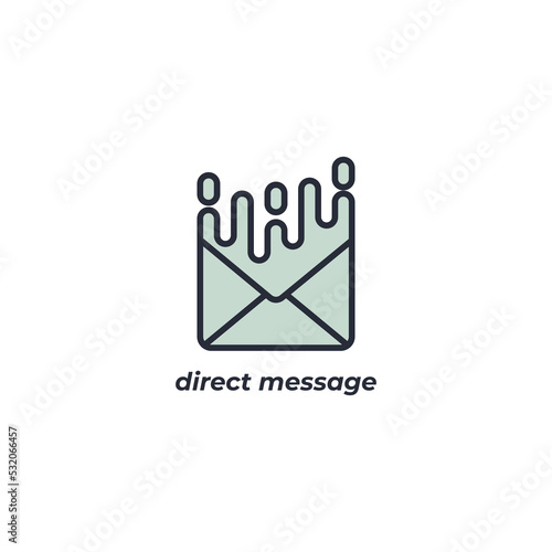 Vector sign of direct message symbol is isolated on a white background. icon color editable.