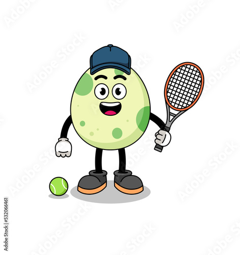 spotted egg illustration as a tennis player