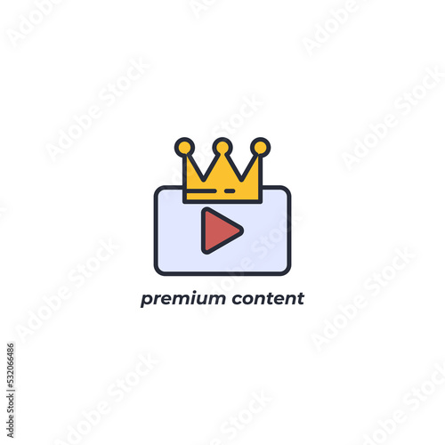 Vector sign of premium content symbol is isolated on a white background. icon color editable.