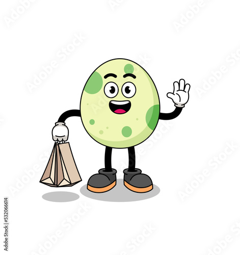 Cartoon of spotted egg shopping