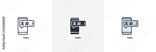 hate icon. Line, solid and filled outline colorful version, outline and filled vector sign. Idea Symbol, logo illustration. Vector graphics
