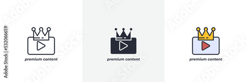 premium content icon. Line, solid and filled outline colorful version, outline and filled vector sign. Idea Symbol, logo illustration. Vector graphics