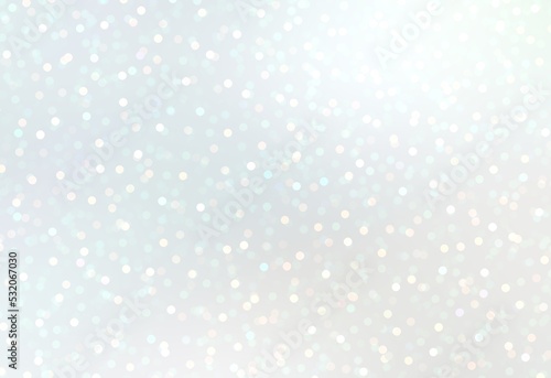 Winter holidays white brilliance bokeh blank background. Stainless glittering shiny backdrop. Bright light from top.