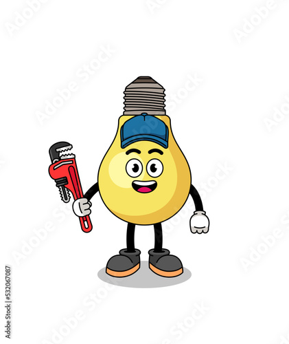 light bulb illustration cartoon as a plumber
