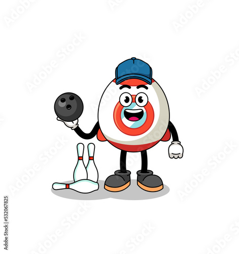 Mascot of rocket as a bowling player © Ummu