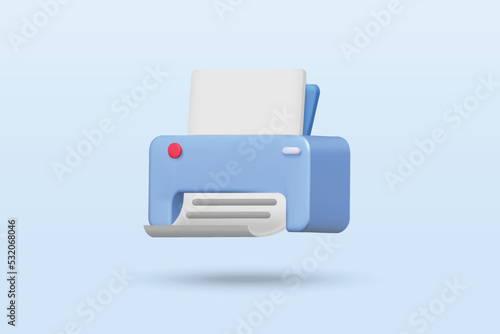 Printer icon on blue background. 3d vector illustration design.