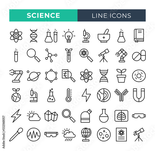 Science icons set. Vector line icons.	

