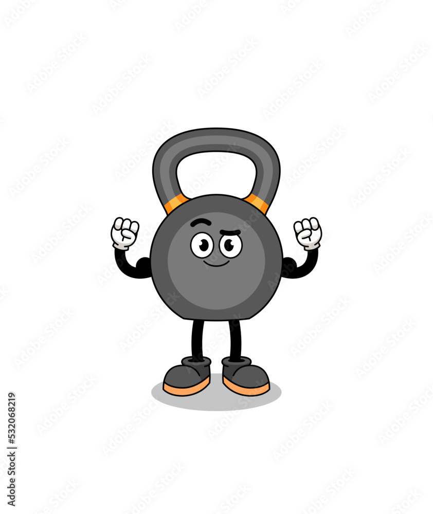 Mascot cartoon of kettlebell posing with muscle Mascot cartoon of kettlebell posing with muscle