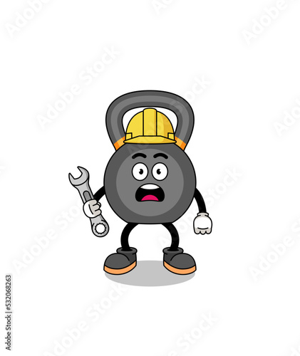 Character Illustration of kettlebell with 404 error
