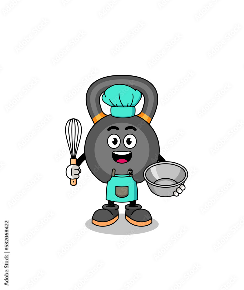 Illustration of kettlebell as a bakery chef Illustration of kettlebell as a bakery chef