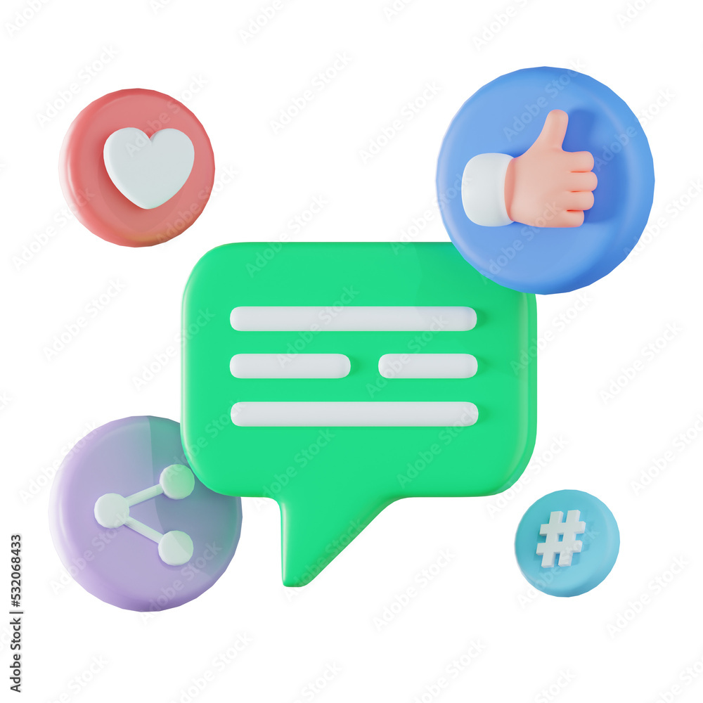 Social Media Communication 3D Illustration Social Media Communication 3D Illustration