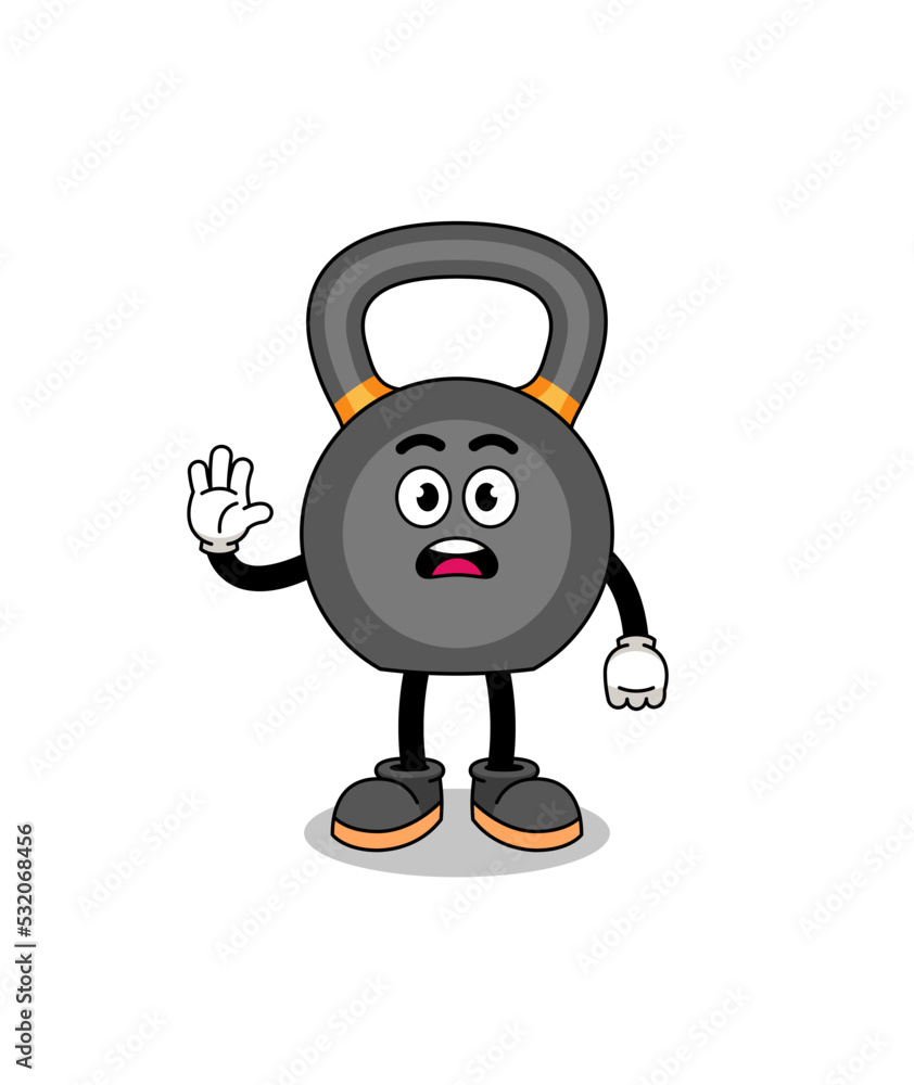 Fototapeta premium kettlebell cartoon illustration doing stop hand