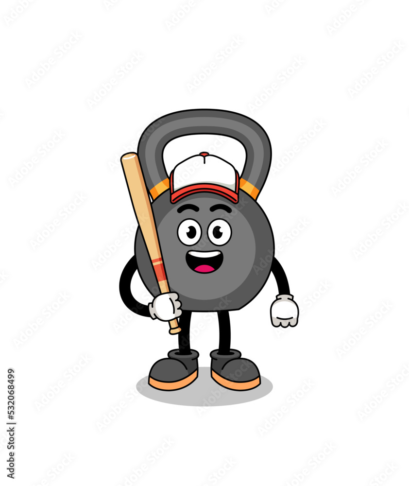 kettlebell mascot cartoon as a baseball player kettlebell mascot cartoon as a baseball player