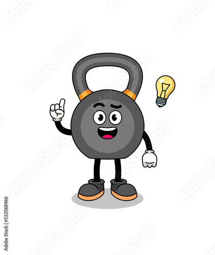 kettlebell cartoon with get an idea pose