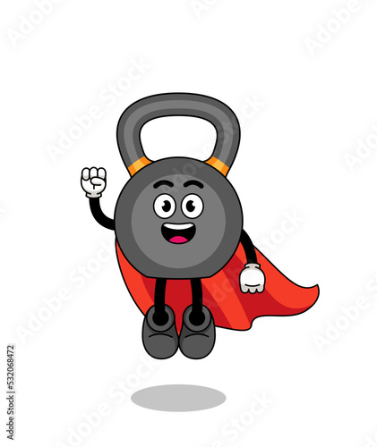 kettlebell cartoon with flying superhero