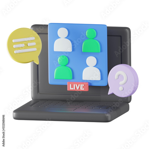 Online Meeting Communication 3D Illustration