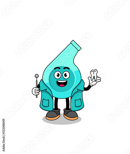 Illustration of whistle mascot as a dentist