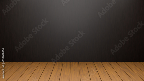 Black Wall with Wooden Floor Background