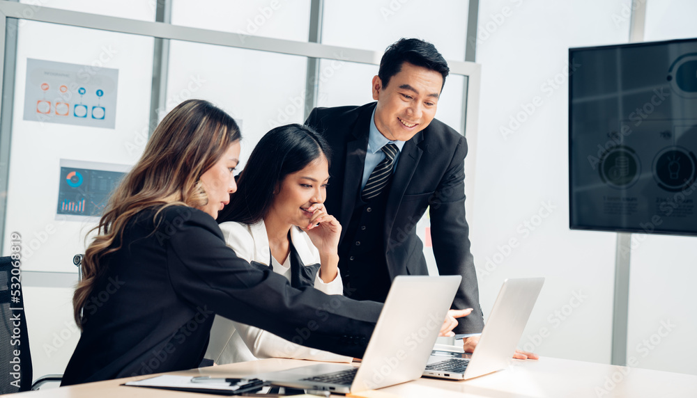 Group of professional business people are working and brainstorming discussed about work in conference room in the creative office. Group of professional business people are working and brainstorming discussed about work in conference room in the creative office.