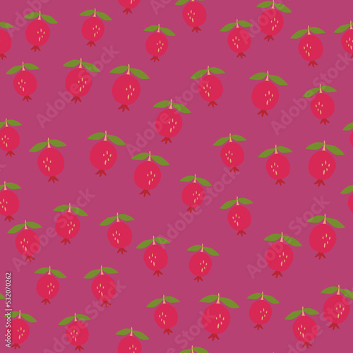 Seamless pattern with pomegranate fruit. Botanical fruits wallpaper.