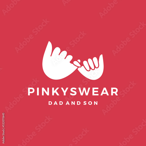 pinky swear promise dad and son daughter little finger hand logo vector icon illustration