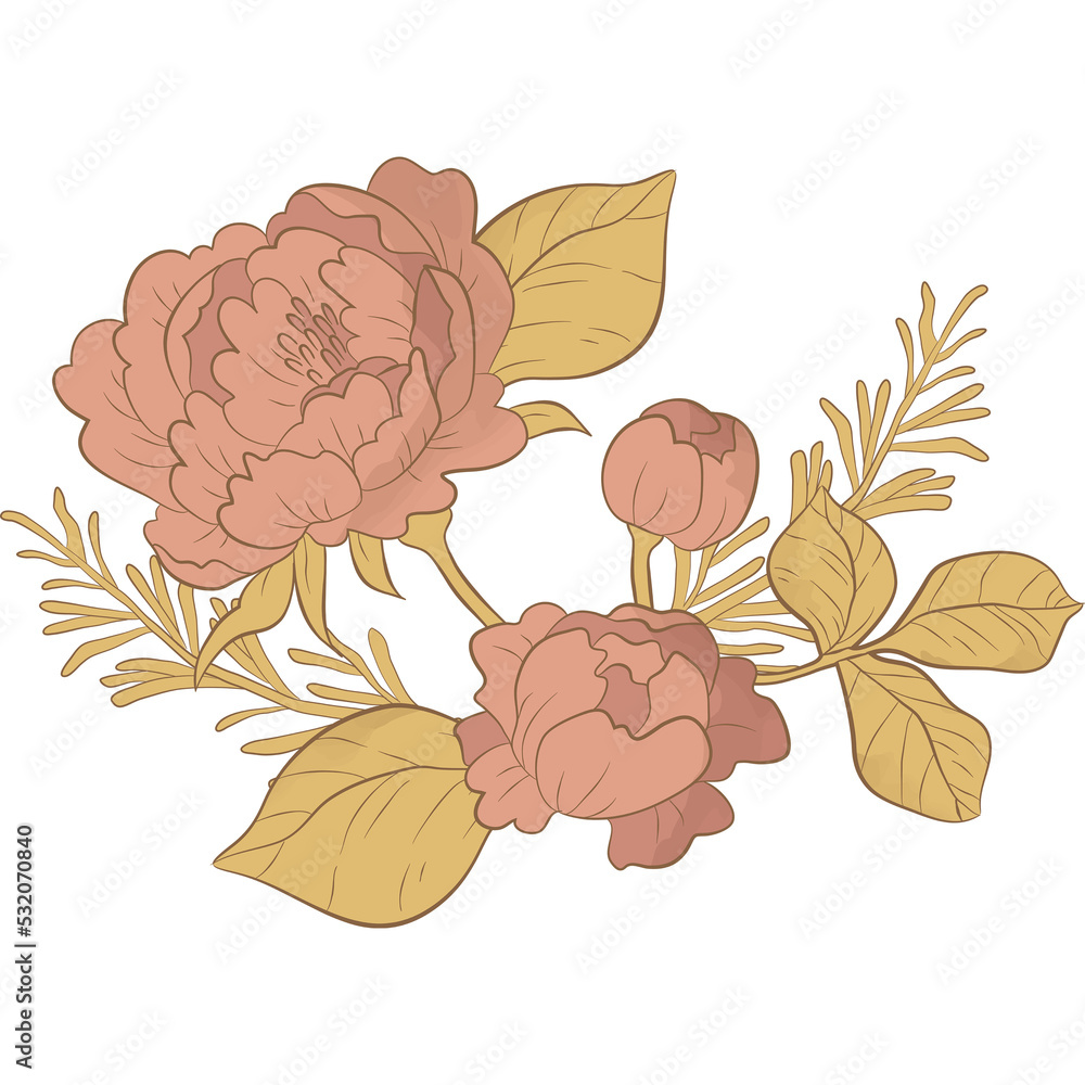 Autumn Fall Leaves Leaf  and Floral Flowers Clipart Illustration