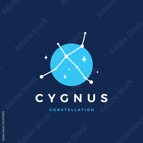Cygnus Star Constellation The Swan Logo Vector Icon Illustration