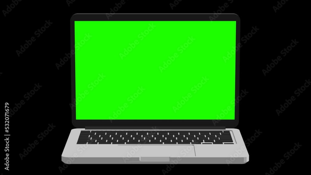 alpha channel file - Laptop with green screen popping out and zoom animation alpha channel file - Laptop with green screen popping out and zoom animation