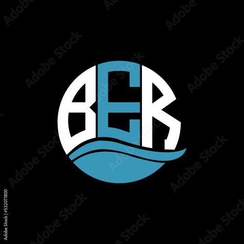 BER logo monogram isolated on circle element design template, BER letter logo design on black background. BER creative initials letter logo concept. BER letter design.
