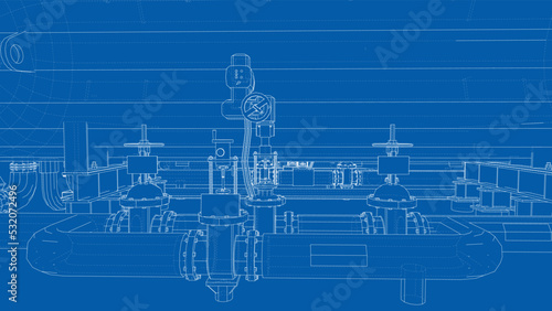 Sketch of industrial equipment. Vector
