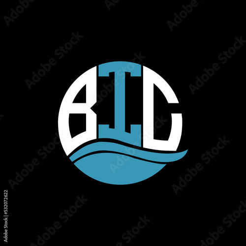 BIC logo monogram isolated on circle element design template, BIC letter logo design on black background. BIC creative initials letter logo concept. BIC letter design.

