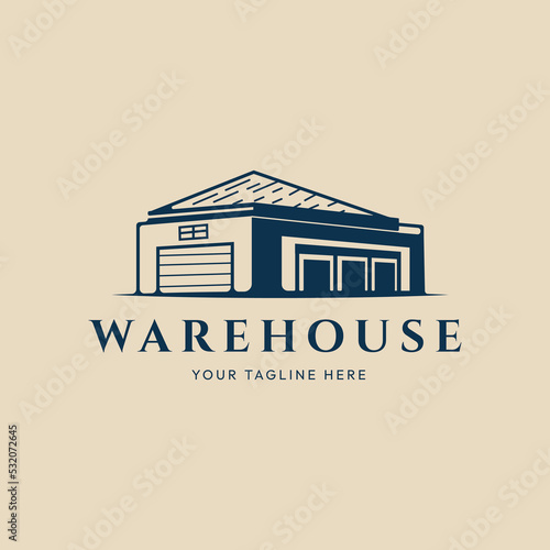 warehouse vintage logo, icon and symbol, vector illustration design