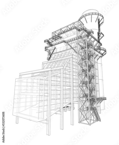 Industrial equipment. Vector rendering of 3d
