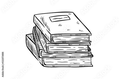 stack of book hand drawing on white background