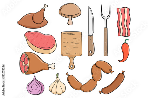 doodle meat product with vegetables collection