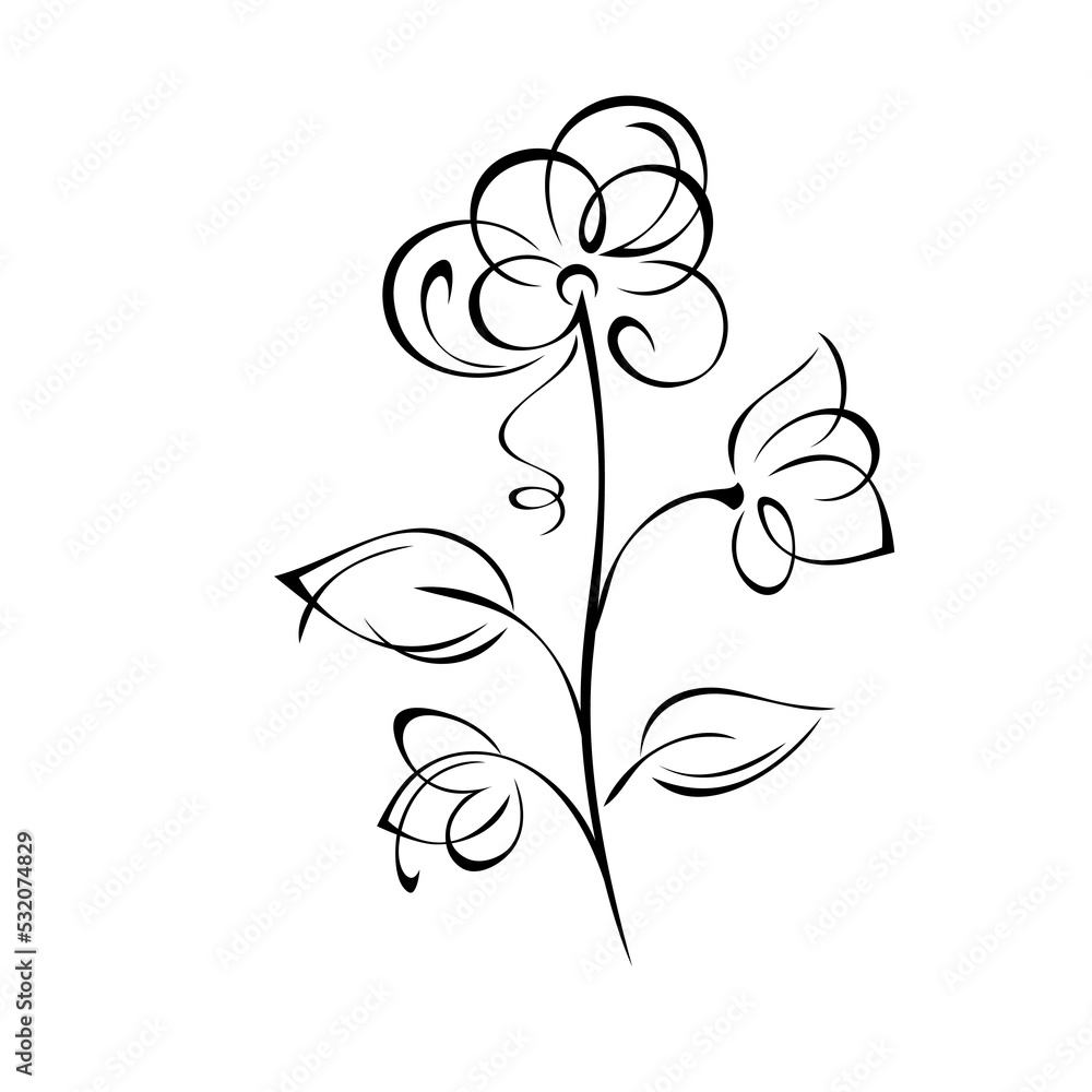 ornament 2458. stylized branch with flowers and leaves. graphic decor ornament 2458. stylized branch with flowers and leaves. graphic decor
