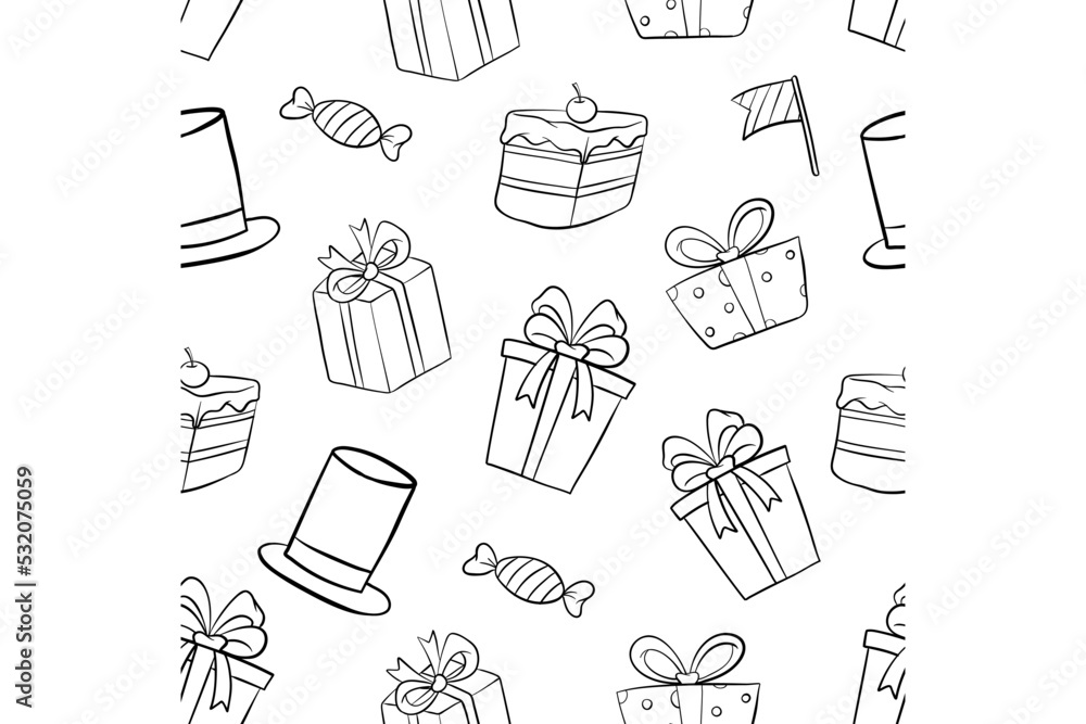 seamless pattern of doodle birthday icons or elements seamless pattern of doodle birthday icons or elements